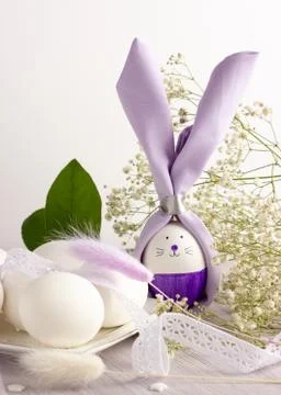 Easter Bunny with easter eggs Stock Photos