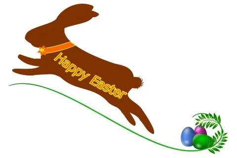 Easter bunny with easter eggs wishing happy easter - illustration Stock Illustration