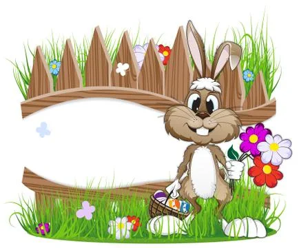 Easter bunny with egg basket Stock Illustration