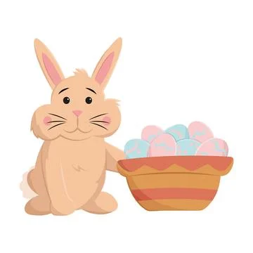 Easter bunny with egg basket. Vector Stockillustratie