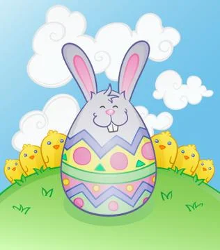 Easter Bunny Egg Cartoon Character Stock Illustration