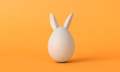 Easter bunny egg. Easter egg shape with rabbit ears on a bright yellow Stock Illustration