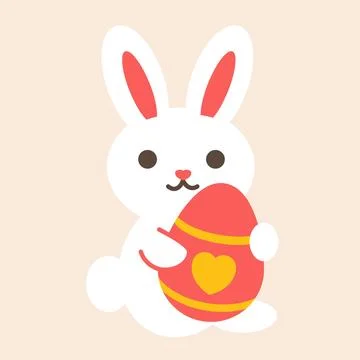 Easter bunny with egg flat icon,eps10 vector illustration. Illustrazione stock