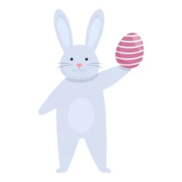 Easter bunny with egg icon cartoon vector. Cute rabbit Stock Illustration
