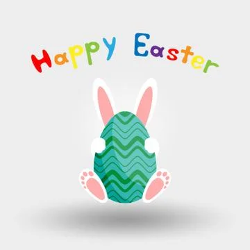 Easter bunny with egg. Icon. Vector. Flat. Stock Illustration