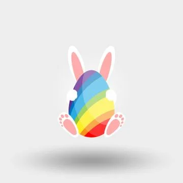 Easter bunny with egg. Icon. Vector. Flat. Stock Illustration