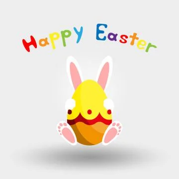 Easter bunny with egg. Icon. Vector. Flat. Stock Illustration