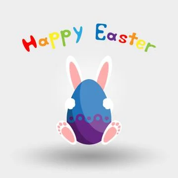 Easter bunny with egg. Icon. Vector. Flat. Stock Illustration