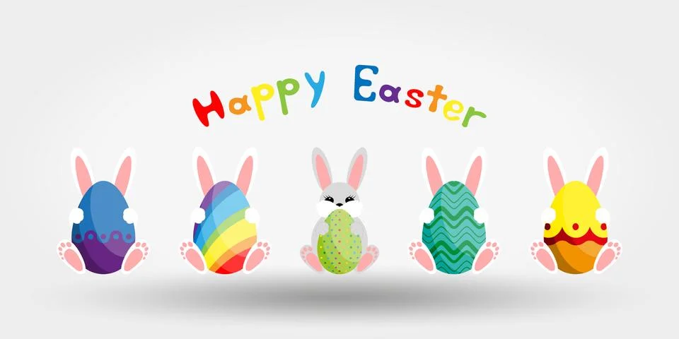 Easter bunny with egg. Icon. Vector illustration. Flat design Stockillustratie