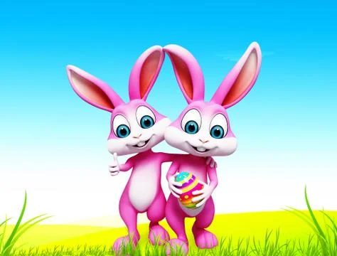 Easter bunny with egg Stock Illustration