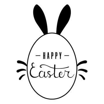 Easter Bunny Egg with Lettering on white background. Vector illustration. Stock Illustration