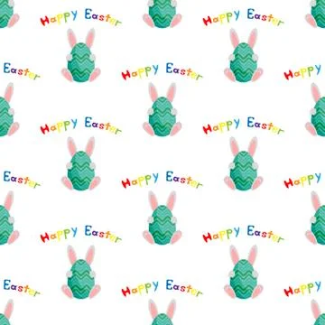 Easter bunny with egg. Seamless vector illustration. 스톡 일러스트