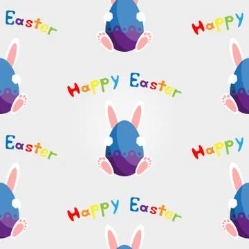 Easter bunny with egg. Seamless vector illustration. Stock Illustration