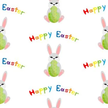 Easter bunny with egg. Seamless vector illustration. Stock Illustration