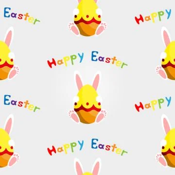 Easter bunny with egg. Seamless vector illustration. Stock Illustration