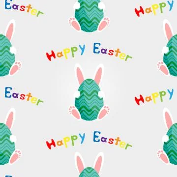 Easter bunny with egg. Seamless vector illustration. Stock Illustration