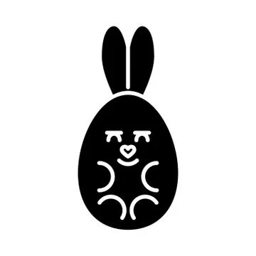 Easter bunny in an egg shape. Vector icon. Black bunny on white background. Flat Illustrazione stock