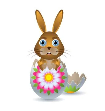 Easter Bunny in a Egg Shell Stock Illustration
