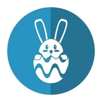 Easter bunny in egg surprise shadow Stock Illustration