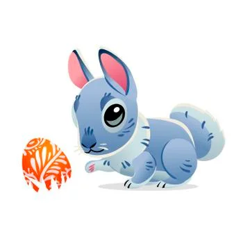 Easter bunny with the egg. Vector cartoon illustration isolated on white  스톡 일러스트