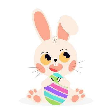 Easter Bunny with egg on white background - Vector Illustrazione stock
