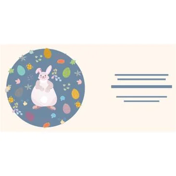 Easter bunny with eggs and text frame card template. Stock Illustration