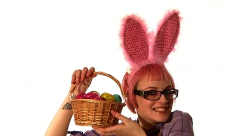 Easter bunny with eggs Stock Footage 22635253