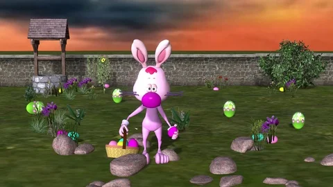 Easter Bunny with Eggs Stock Footage 103087380