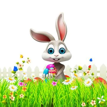 Easter bunny with eggs Stock Illustration