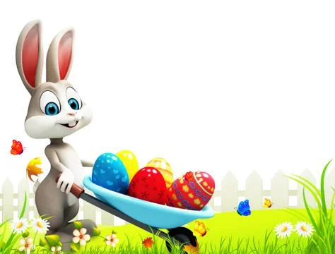Easter bunny with eggs Stock Illustration