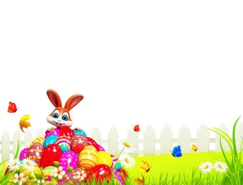 Easter bunny with eggs 스톡 일러스트