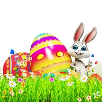 Easter bunny with eggs Stock Illustration