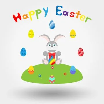 Easter bunny with eggs Stock Illustration