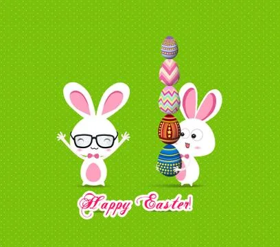 Easter bunny with eggs Stock Illustration