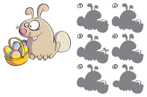 Easter Bunny with Eggs Mirror Image Visual Game Stock Illustration