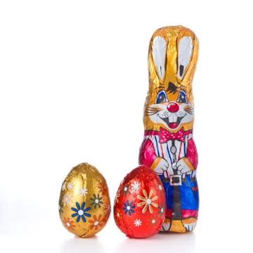 Easter bunny with eggs Stock Photos
