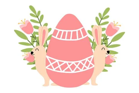 Easter bunny with eggs vector illustration. Stock Illustration