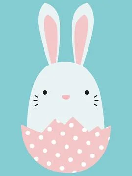 Easter Bunny in an eggshell. Vector illustration for Easter 스톡 일러스트