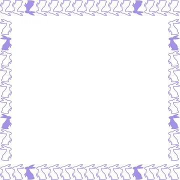 Easter bunny empty square frame. Spring Easter bunny rabbit silhouettes with  Stock-Illustration