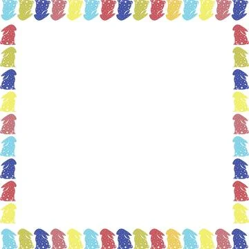 Easter bunny empty square template. Easter rabbit in an empty frame. Spring E Stock Illustration