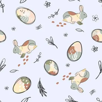 Easter Bunny Floral Creative Background. Vector Stock Illustration