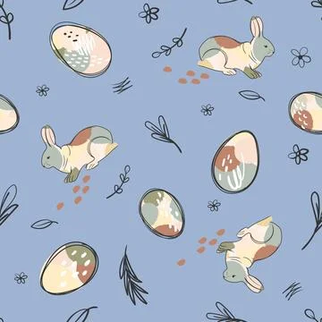 Easter Bunny Floral Creative Background. Vector Stock Illustration