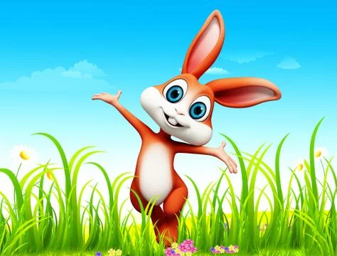 Easter bunny with flower Stock Illustration
