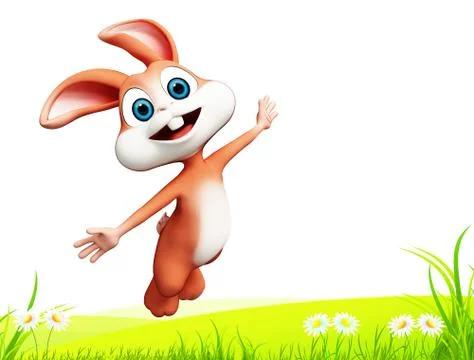 Easter bunny with flower Stock Illustration