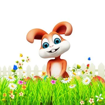 Easter bunny with flower 스톡 일러스트