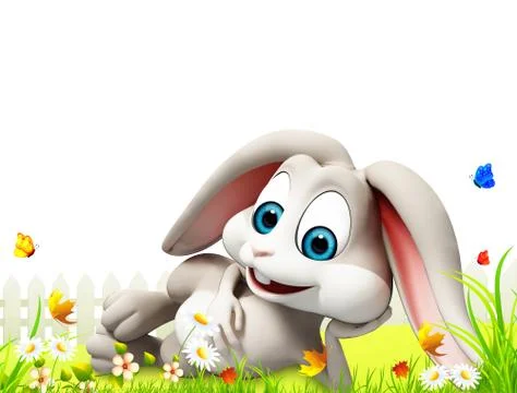 Easter bunny with flower Illustrazione stock