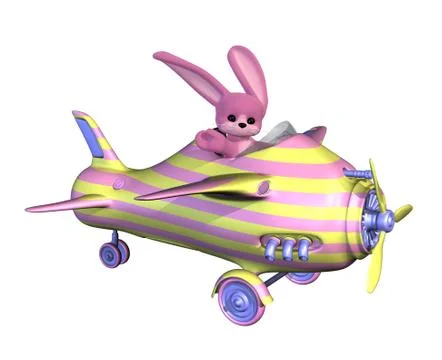 Easter Bunny Flying a Plane Stock Illustration