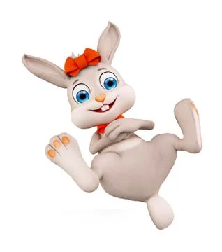 Easter Bunny with funny pose Stock Illustration