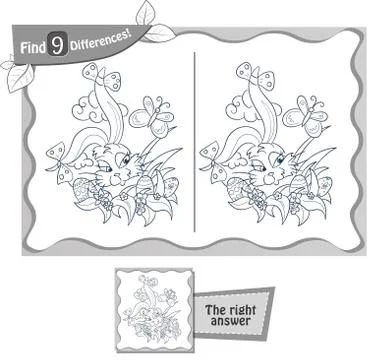Easter bunny game 9 differences book Illustrazione stock