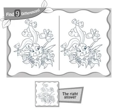 Easter bunny game 9 differences book Illustrazione stock